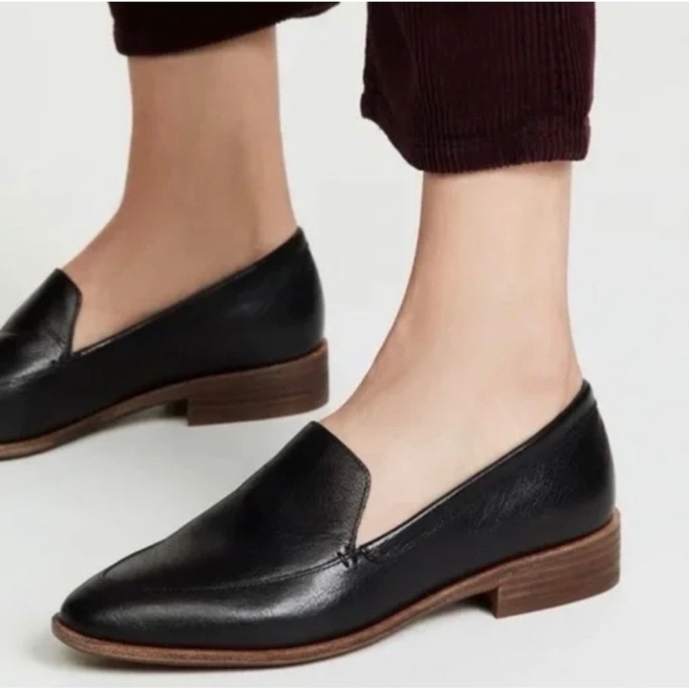 Madewell The Frances Loafer Women 8 Black Leather Pointed Toe Minimalist Classic